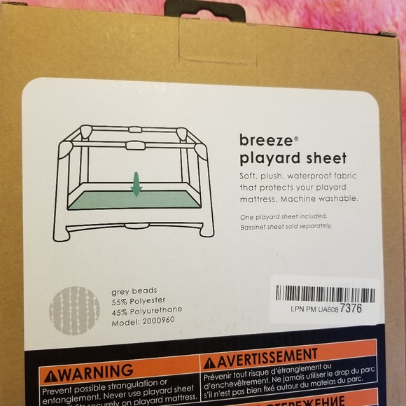 4 Moms New Breeze Play Yard Sheet Gray Beads Waterproof New in Box - Picture 6 of 6